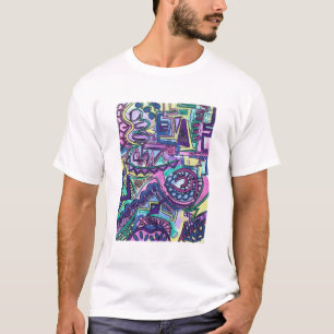 Freie, handgemalte moderne geometrische Kunst T-Shirt