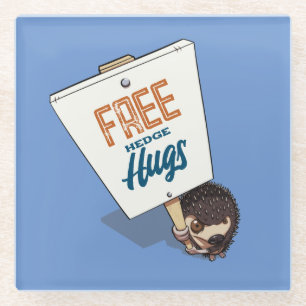 Freie Hedge Hugs Funny Igel Picket Cartoon Glasuntersetzer