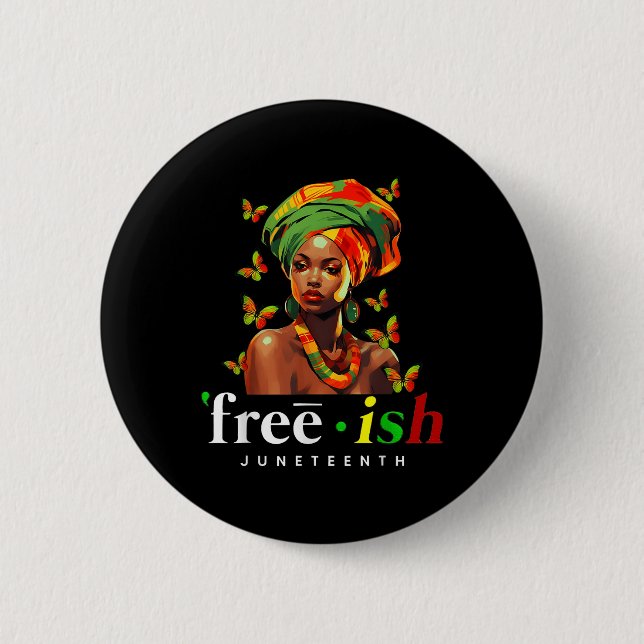 Freie Juneteenth Black Girl Zivil Rights Black Button (Vorderseite)