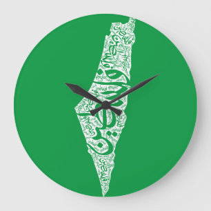 Freie Karte und Flagge Palästinas ف ل س ط ي ن Große Wanduhr