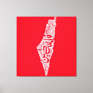 Freie Karte und Flagge Palästinas ف ل س ط ي ن Leinwanddruck