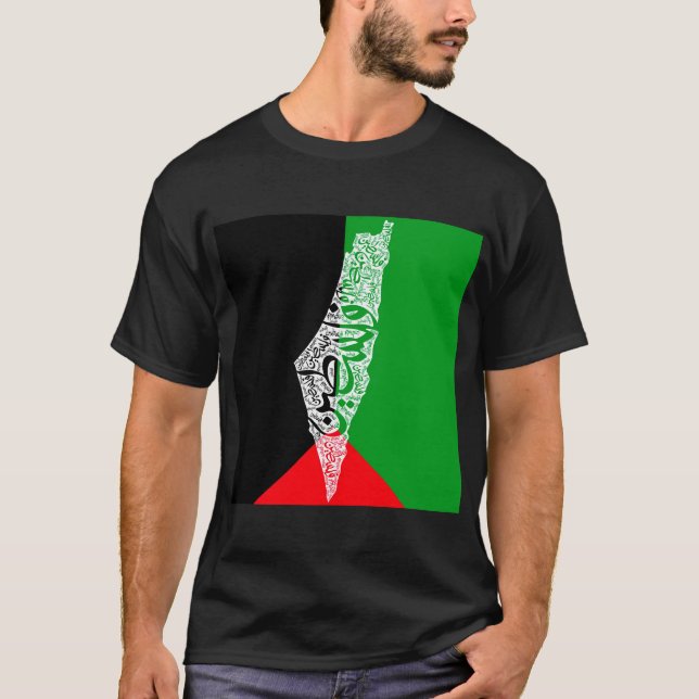 Freie Karte und Flagge Palästinas ف ل س ط ي ن T-Shirt (Vorderseite)