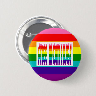Freie Mama Hugs Bright LGBT Rainbow Typografie Button