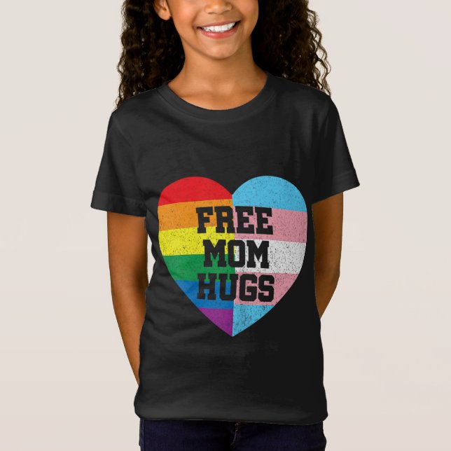 Freie Mama Hugs Gay Pride Transgender-Regenbogenfl T-Shirt (Vorderseite)