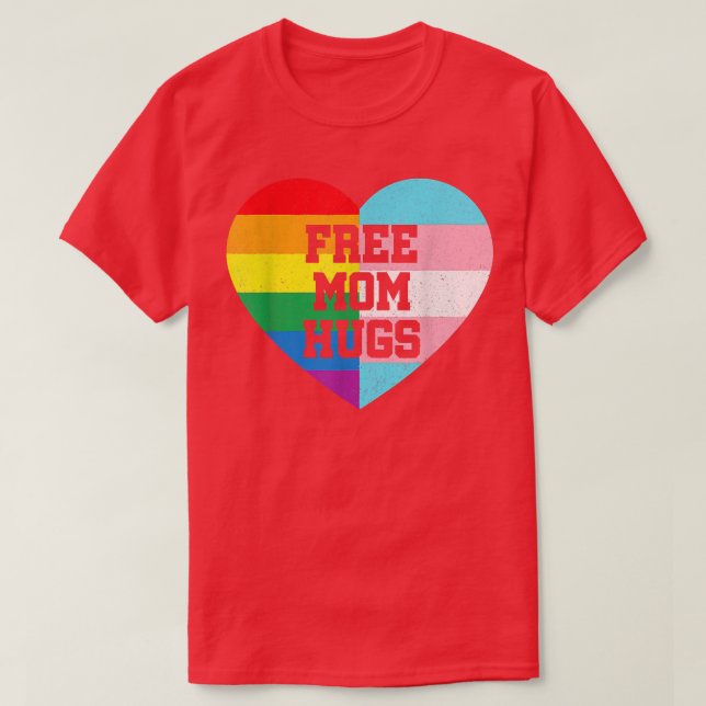 Freie Mama Hugs Gay Pride Transgender-Regenbogenfl T-Shirt (Design vorne)