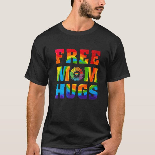 Freie Mama Hugs Gefärbte Krawatte Regenbogen Herzb T-Shirt (Vorderseite)