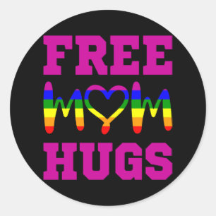 FREIE MAMA HUGS LGBT Flag Monat LGBTQ Regenbogen F Runder Aufkleber