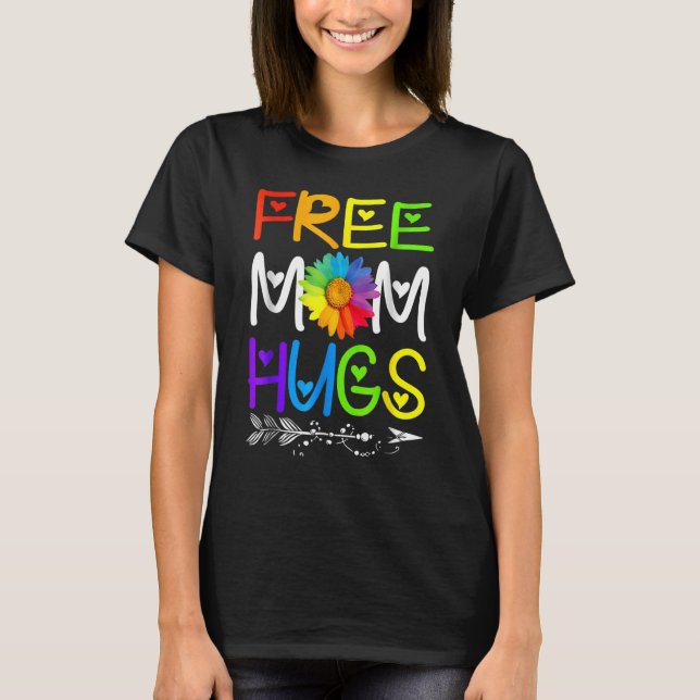 Freie Mama Hugs Lgbt Rainbow Daisy Pride Lgbt Mutt T-Shirt (Vorderseite)