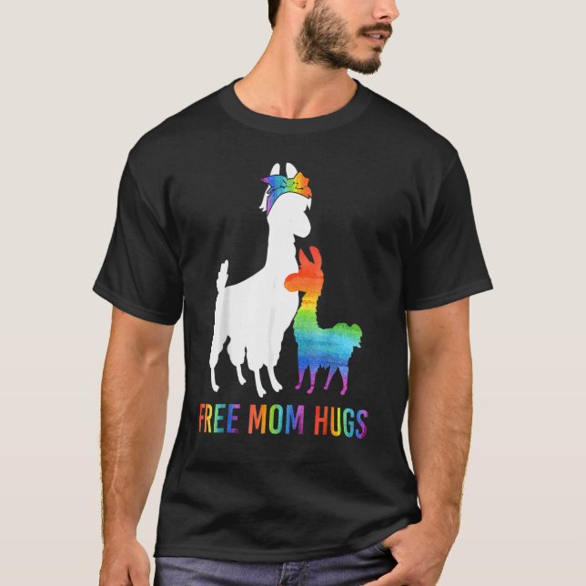 Freie Mama Hugs Llama Lgbt Damen Stolz T-Shirt (Vorderseite)