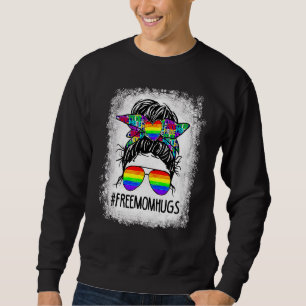 Freie Mama Hugs Messy Bun Rainbow Flag Lgbt Gay Le Sweatshirt