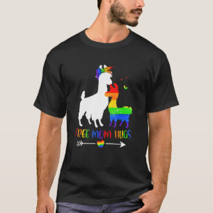 Freie Mama Hugs Rainbow Heart Mama Llama Lgbt Prid T-Shirt
