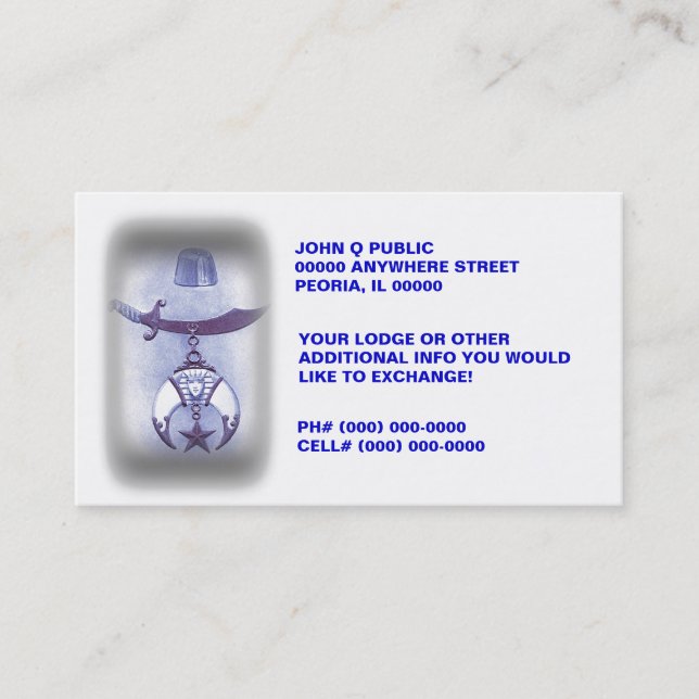 FREIE MAURER-VISITENKARTEN ~ INFO-AUSTAUSCH-KARTEN VISITENKARTE (Vorderseite)