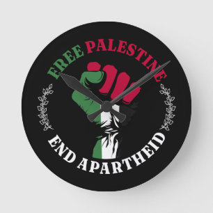 Freie Palästina-Ende-Apartheid III Runde Wanduhr
