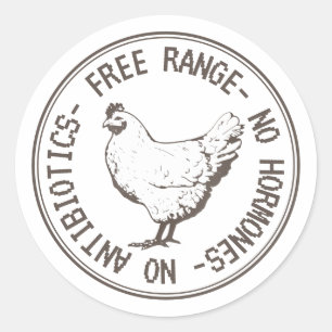 Freie Reichweite keine Hormone Keine Antibiotika Runder Aufkleber