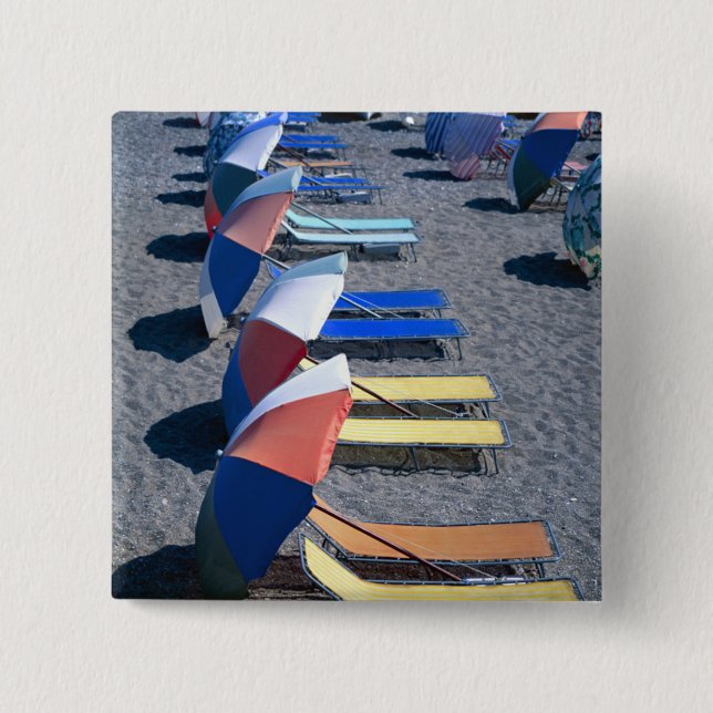 Freie Stühle auf Strand Button (Vorderseite)