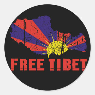 FREIE TIBET-T - SHIRTS U. -GANG RUNDER AUFKLEBER