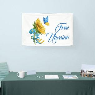 Freie Ukraine Sonnenblumen und Schmetterling Banner