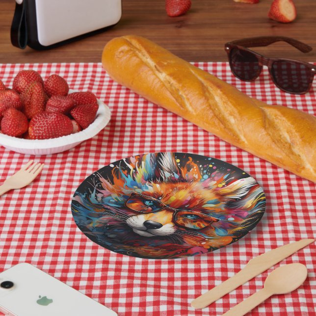 Freier Abstrakter Pop Fox Pappteller (Picknick)