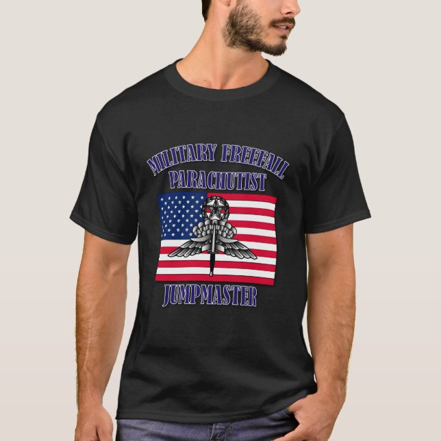 Freier Fall von Parachutist-Jumpmaster Front T-Shirt (Vorderseite)