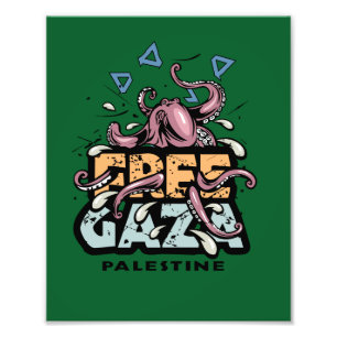 Freier Gaza-Streifen Palästina - Octopus Illustrat Fotodruck