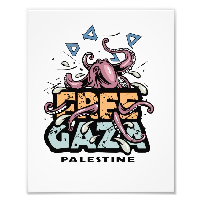 Freier Gaza-Streifen Palästina - Octopus Illustrat Fotodruck (Vorne)