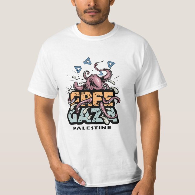 Freier Gaza-Streifen Palästina - Octopus Illustrat T-Shirt (Vorderseite)