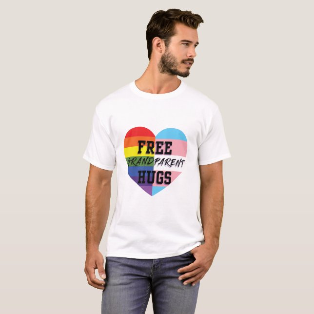 Freier Großvater umarmt LGBTQ (E) Qualität Waren T-Shirt (Vorne ganz)
