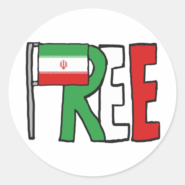 Freier Iran Runder Aufkleber (Vorderseite)