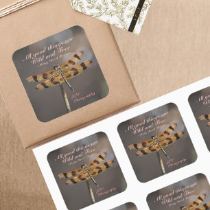 Freier Kostenvoranschlag Goldene Libelle Quadratischer Aufkleber