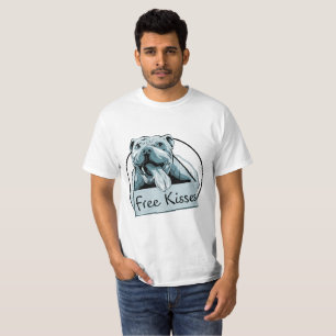 Freier Pitbull küsst Gruben-Stier-T - Shirt