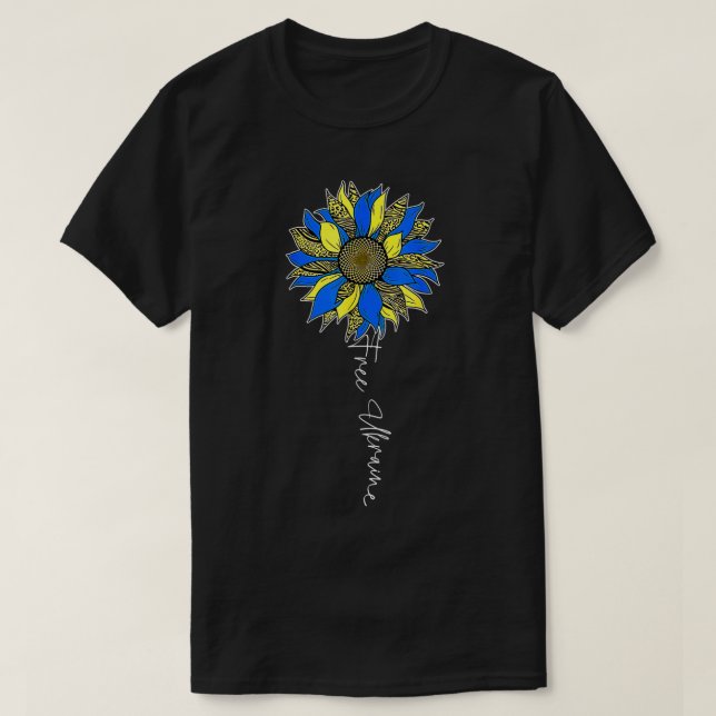 Freier Support Sonnenblumen Ukraine T-Shirt (Design vorne)