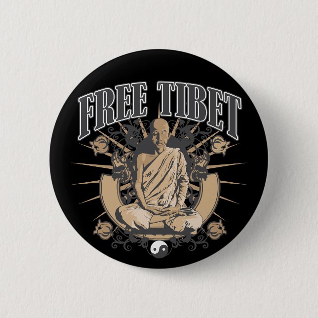 Freier Tibet-Mönch Button (Vorderseite)