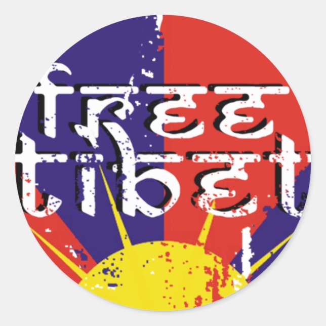 FREIER TIBET-STICKER RUNDER AUFKLEBER (Vorderseite)