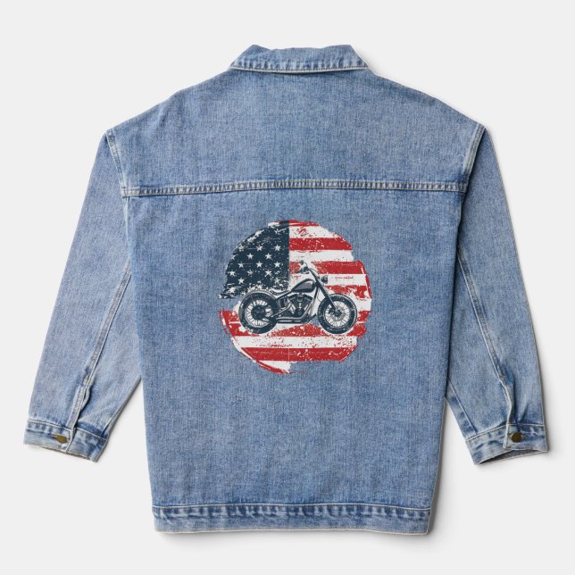 Freier Verkehr: Retro-Motorrad und amerikanische F Jeansjacke (Rückseite)