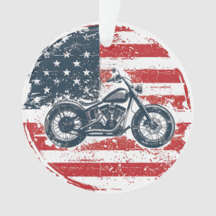 Freier Verkehr: Retro-Motorrad und amerikanische F Ornament