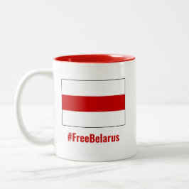Freies Belarus - Englisch - Weißes Weißes Flag Zweifarbige Tasse