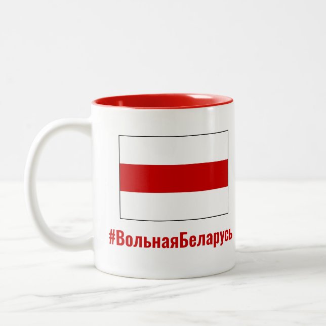 Freies Belarus - Weißweißes Weißes Flag Zweifarbige Tasse (Links)