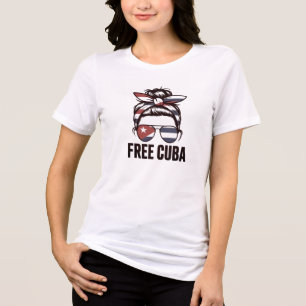Freies Kuba – Frau beim Freiheitsprotest für Kuba Tri-Blend Shirt