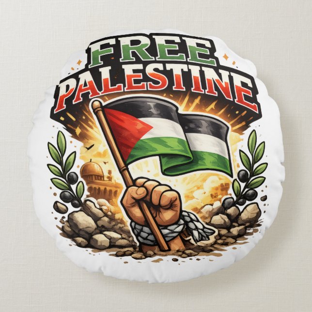 Freies Palästina Rundes Kissen (Vorderseite)