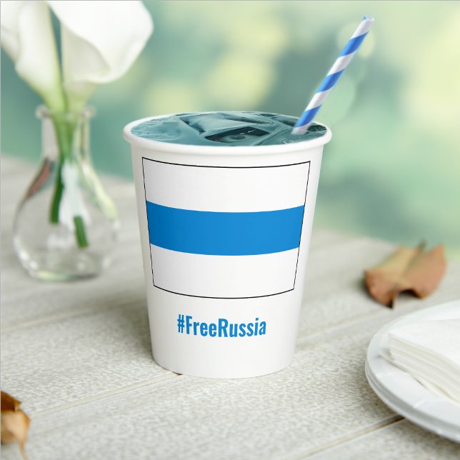 Freies Russland - Englisch - Weiße Flagge Pappbecher (Von Creator hochgeladen)