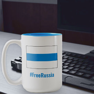 Freies Russland - Englisch - Weiße Flagge Zweifarbige Tasse