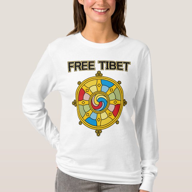 Freies Tibet Dharmacakra T-Shirt (Vorderseite)