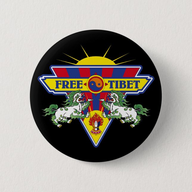 Freies Tibet-Flaggen-Logo Button (Vorderseite)