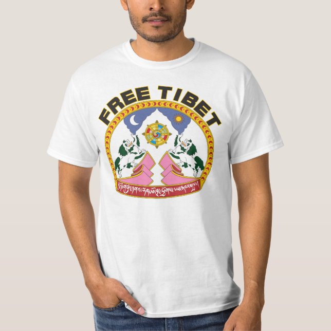 Freies Tibet-Flaggen-Logo T-Shirt (Vorderseite)