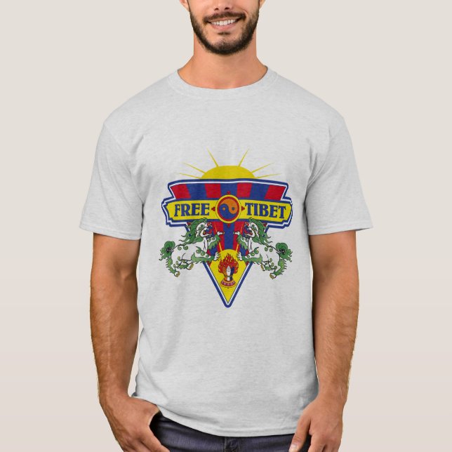 Freies Tibet-Flaggen-Logo T-Shirt (Vorderseite)