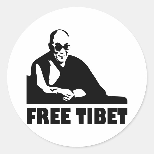 Freies Tibet Runder Aufkleber (Vorderseite)