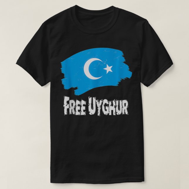 Freies Uigurisch mit uigurischer Flagge T-Shirt (Design vorne)