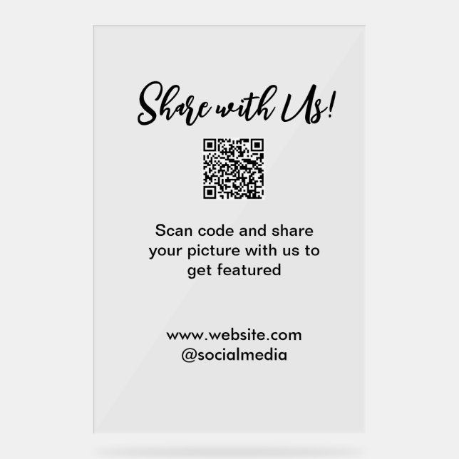 Freigabe der Bildprüfung QR-Code hinzufügen Websit Acrylschild (Vorderseite)