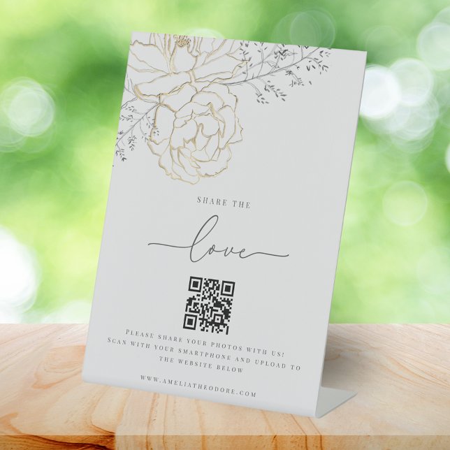 Freigeben der Liebe Elegant Share Wedding Foto QR  Sockelschild (Von Creator hochgeladen)