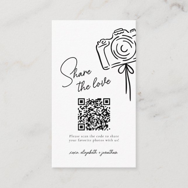 Freigeben des Liebe-Fotos QR-Code-Hochzeit Begleitkarte (Vorderseite)